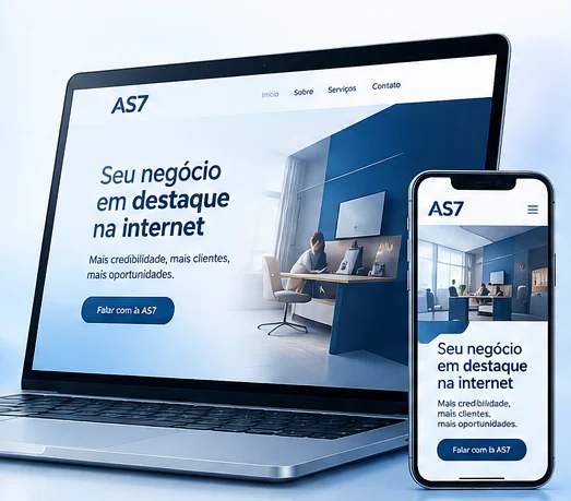Demonstração de site responsivo em notebook e smartphone
